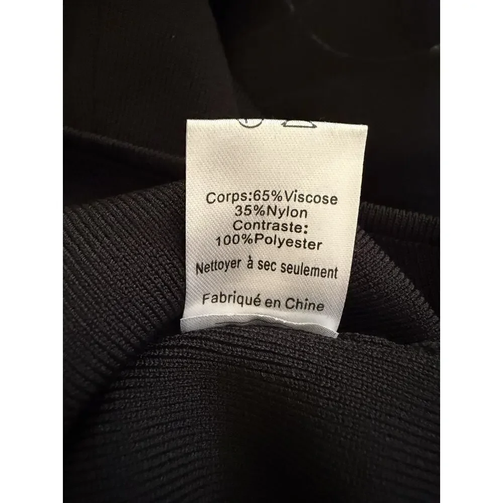 ASTR The Label Black Semi-Sheer Organza Sleeve Bodysuit NWT Size Large